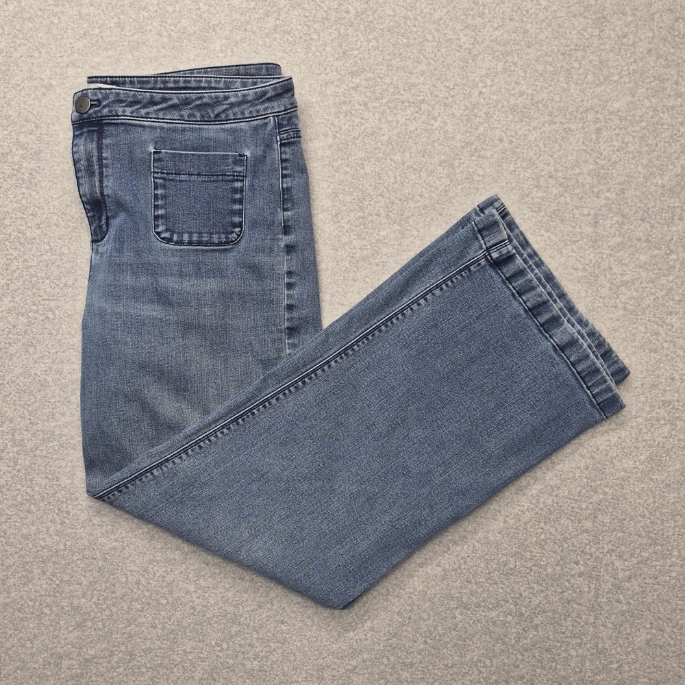 J. Jill Jeans Womens 14 Blue Denim Wide Leg High Rise Acid Wash Stretch Comfort